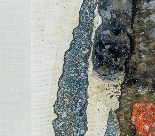 Collage Abstract Wall Art Set of 2 in mustard — detail