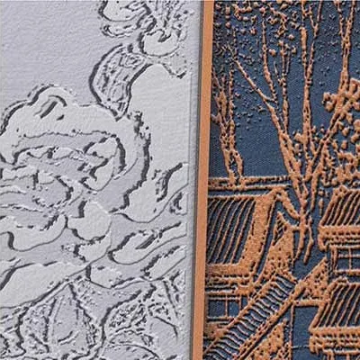 Pagoda Landscape Panel Set of 2 in blue — detail
