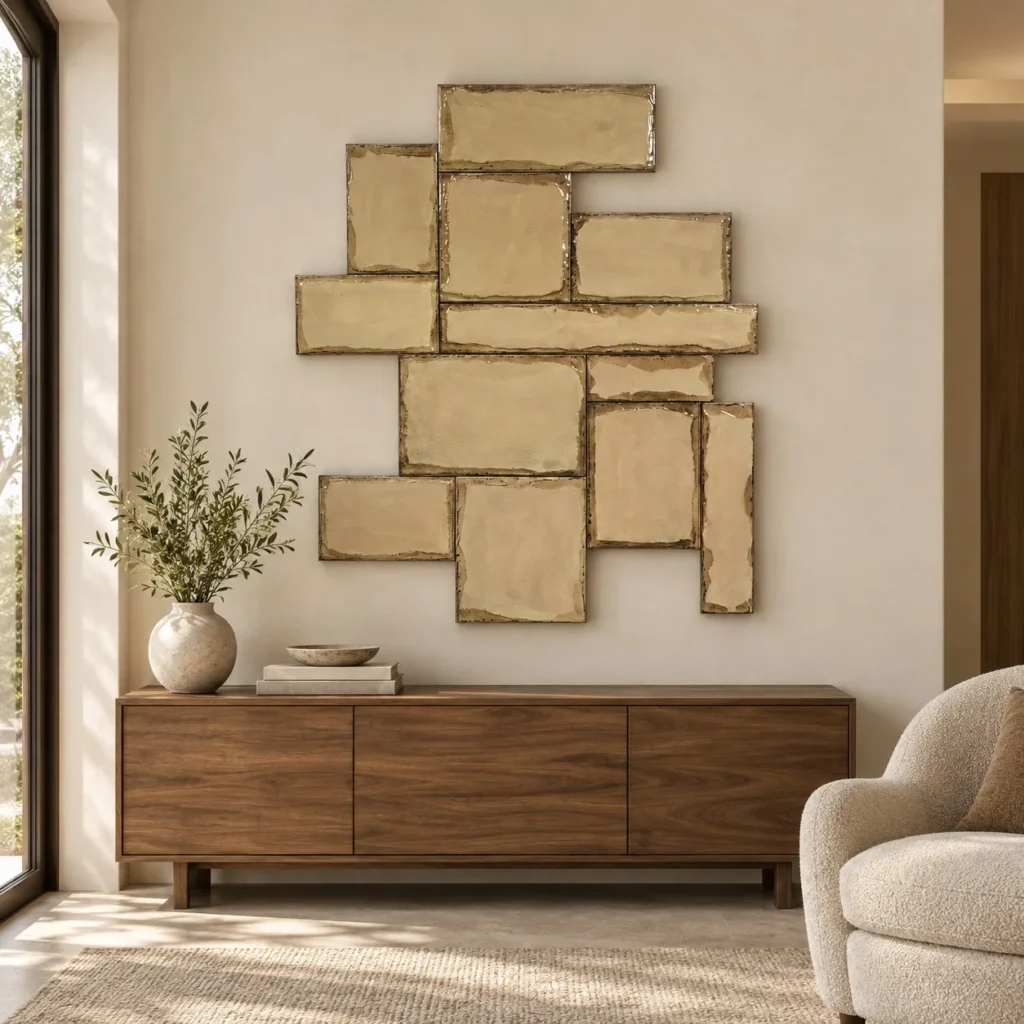 Sand Stone Block Wall Art Set, 105 x 125 cm in sand — front view