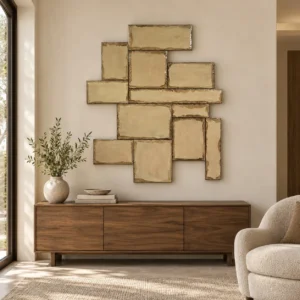 Sand Stone Block Wall Art Set, 105 x 125 cm in sand — front view