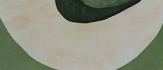 Green and Blue Organic Shape Painting Set of 2, 80 x 80 cm in olive — detail