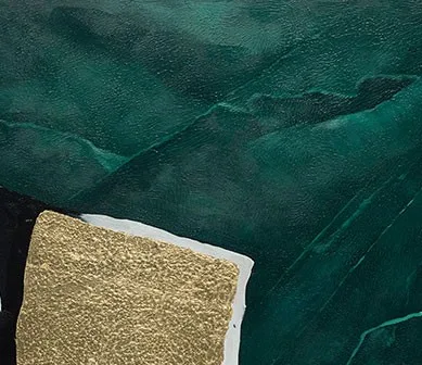 Emerald and Grey Abstract Painting Set of 2, 80 x 80 cm Each in olive — detail