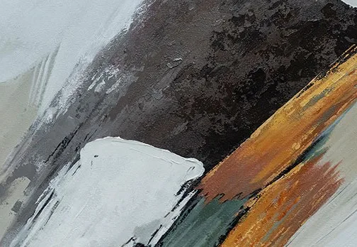 Emerald and Grey Abstract Painting Set of 2, 80 x 80 cm Each in olive — detail