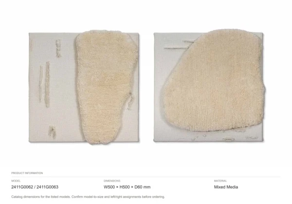 Cream Tufted Pebble Relief Set of 2, 50 x 50 cm Each in oatmeal — dimensions