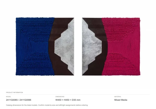Tufted Colour Block Set of 2 in Cobalt and Magenta, 45 cm — dimensions