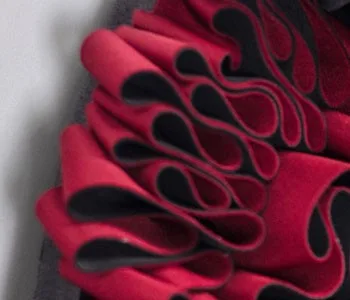 Red Fabric Petal Mirror Discs Set of 3, 70 cm Each in red — detail