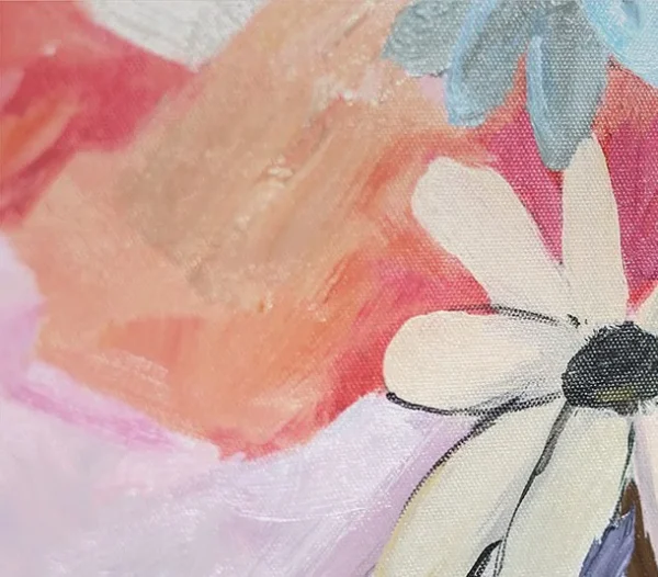 Wildflower and Rainbow Arch Painting Set of 2, 100 x 100 cm in rose stone — detail