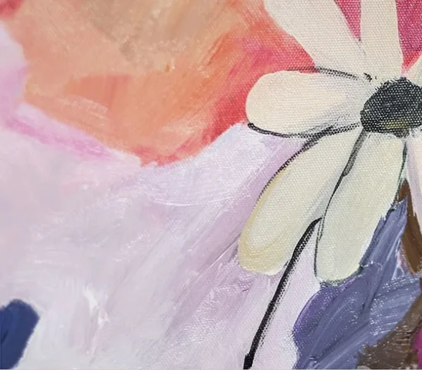 Wildflower and Rainbow Arch Painting Set of 2, 100 x 100 cm in rose stone — detail