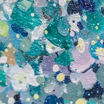 Blue Blossom and Colour Splash Painting Set of 2, 120 x 120 in blue — detail