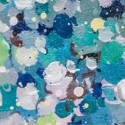 Blue Blossom and Colour Splash Painting Set of 2, 120 x 120 in blue — detail