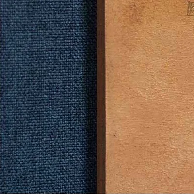 Leather Panel Set of 2 with Stitched Line, 36 x 36 cm Each in clay — detail
