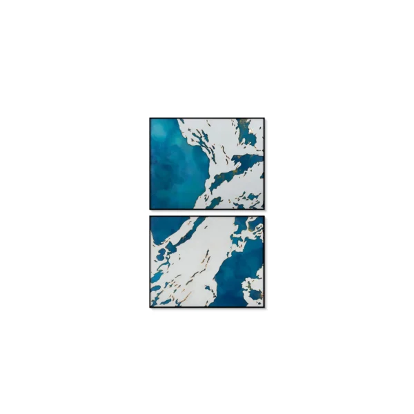Teal Marble Ink Set of 2, 75 x 60 cm Each in blue — in a room setting
