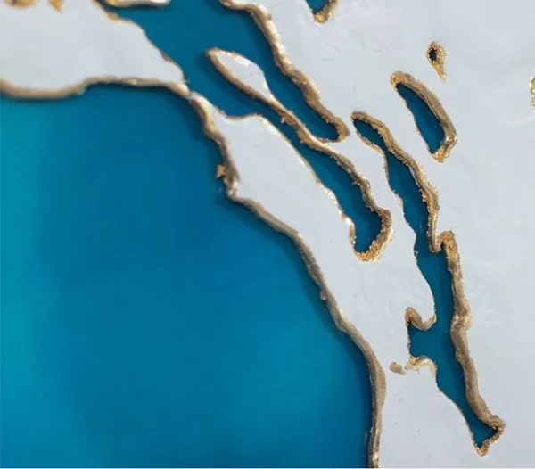 Teal Marble Ink Set of 2, 75 x 60 cm Each in blue — detail