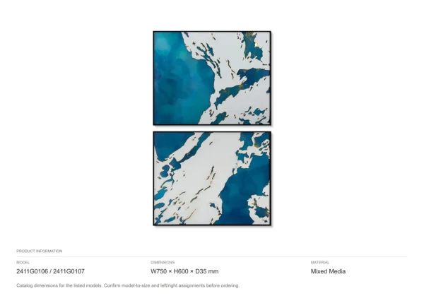 Teal Marble Ink Set of 2, 75 x 60 cm Each in blue — dimensions