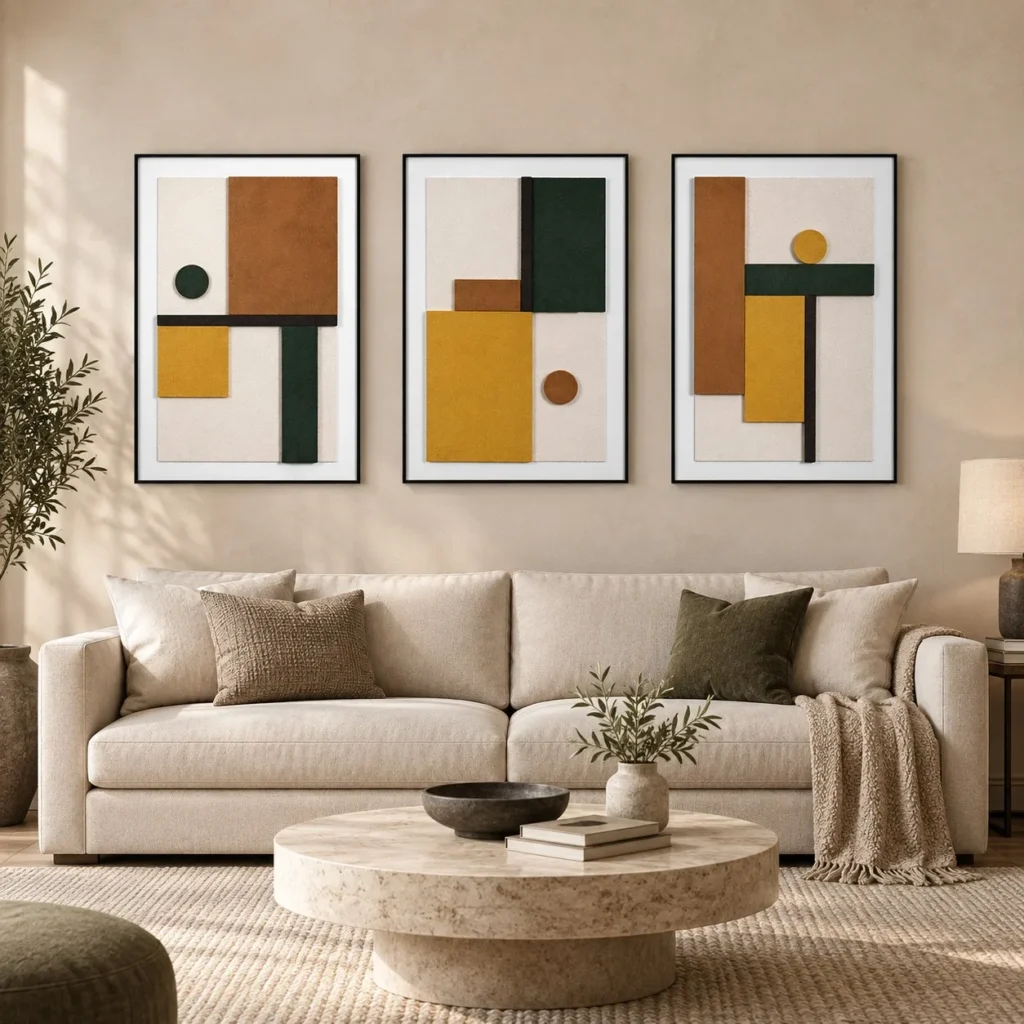 Bauhaus Colour Block Set of 3 in rust — front view