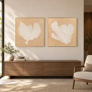Sea Fan Coral Relief Set of 2 in sand — front view