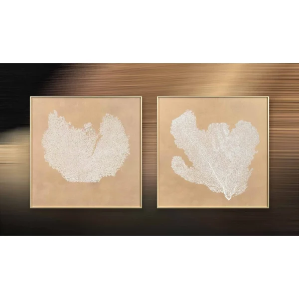 Sea Fan Coral Relief Set of 2 in sand — in a room setting