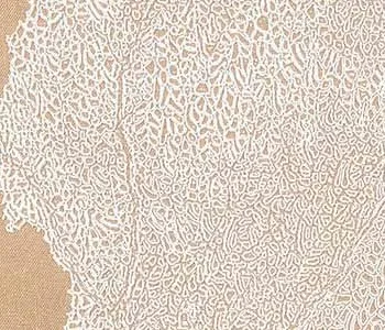 Leaf Skeleton Relief Set of 2 in sand — detail