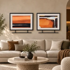 Orange Desert Abstract Set of 2 in rust — front view