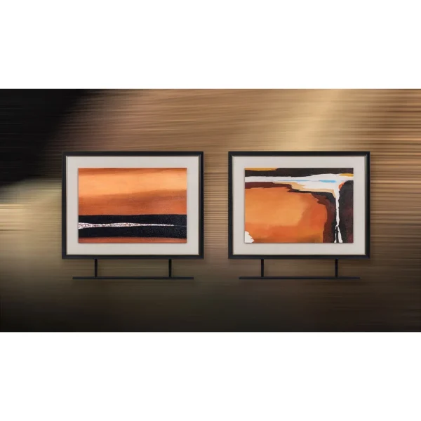 Orange Desert Abstract Set of 2 in rust — in a room setting