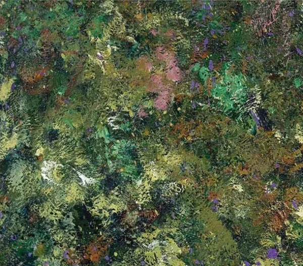 Wildflower Meadow Painting Set of 2, 80 x 120 cm Each in olive — detail