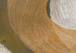 Gold Arc Painting Set of 4 in Black Frames, 63 x 50 cm Each — detail