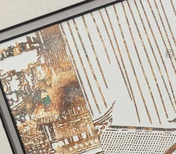 Pagoda and Pine Print Set of 2 in oatmeal — detail