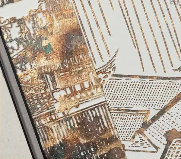 Pagoda and Pine Print Set of 2 in oatmeal — detail
