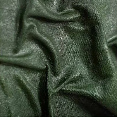 Green Crumpled Leather Relief Set of 3, 40 x 60 cm Each in olive — detail