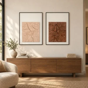 Crumpled Leather Relief Set of 2 in rose stone — front view