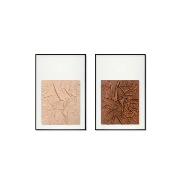 Crumpled Leather Relief Set of 2 in rose stone — in a room setting