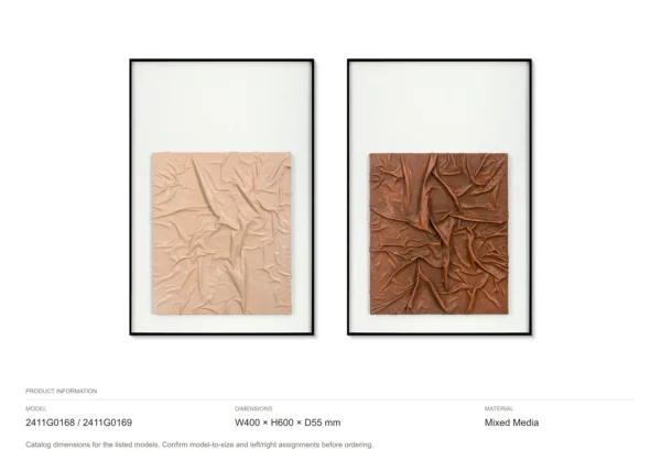Crumpled Leather Relief Set of 2 in rose stone — dimensions