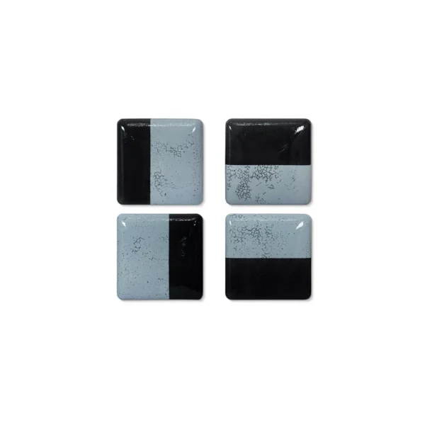 Glazed Tile Set of 4 in Black and Sky Blue, 28 x 28 cm Each — in a room setting