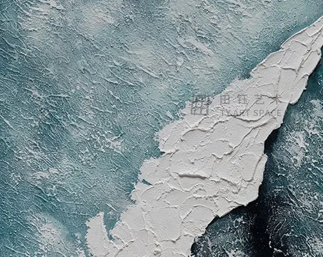 Ocean Wave Textured Painting Set of 2, 90 x 120 cm Each in blue — detail