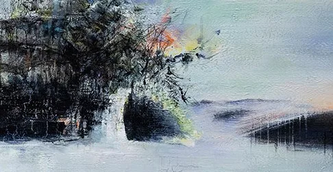 Ocean Wave Textured Painting Set of 2, 90 x 120 cm Each in blue — detail
