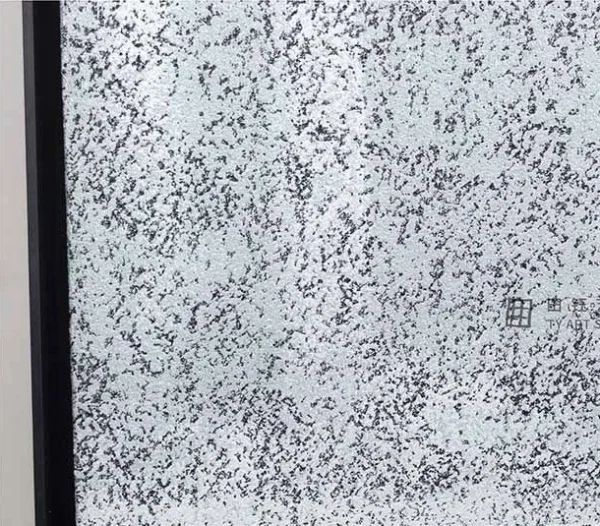 Grey and Red Constructivist Painting Set of 2, 60 x 60 cm in slate — detail