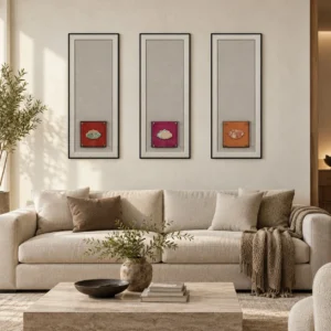 Scholar's Stone Scroll Set of 3 in oatmeal — front view