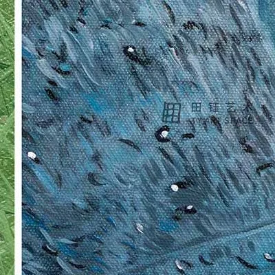 Green Square Triptych in Line Frames, 45 x 90 cm Each — detail
