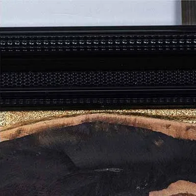 Gold Leaf on Black Pair on Brass Rods, Wide, 80 x 160 cm in brushed brass — detail