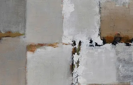 Patchwork Abstract Painting Set of 2, 80 x 120 cm Each in slate — detail
