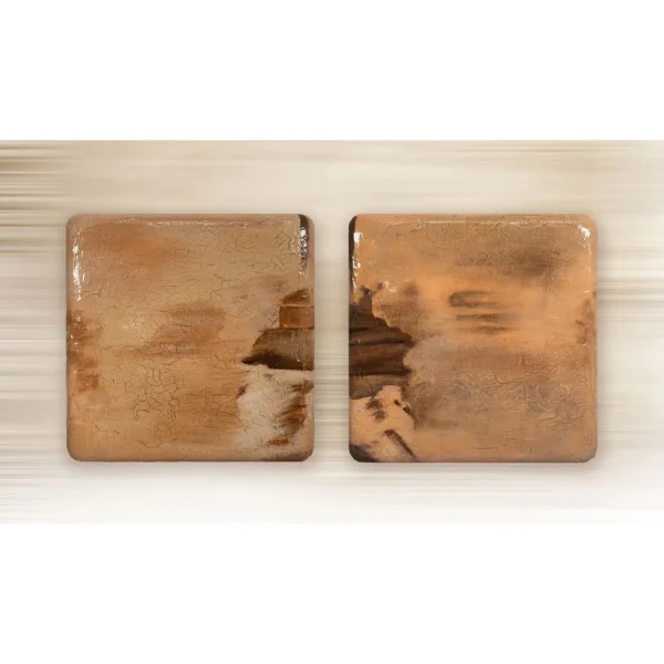 Rust and Copper Glazed Panel Set of 2, 80 x 80 cm Each in rust — in a room setting