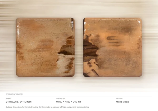 Rust and Copper Glazed Panel Set of 2, 80 x 80 cm Each in rust — dimensions