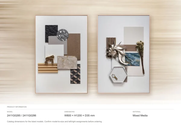 Material Board Collage Set of 2 in sand — dimensions