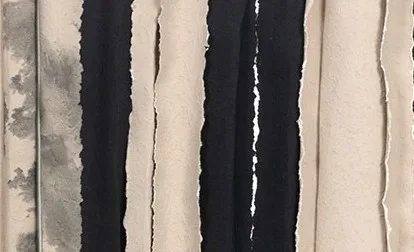Striped Grid Panel Set of 2 in oatmeal — detail
