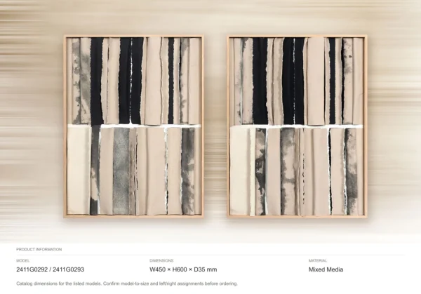 Striped Grid Panel Set of 2 in oatmeal — dimensions