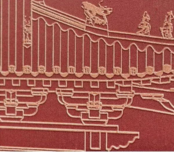 Red Architectural Drawing Set of 2 in red — detail