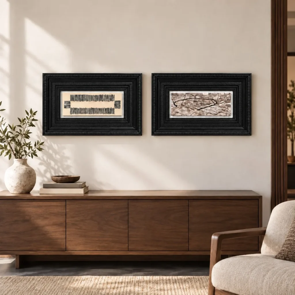 Small Textile Fragment Set of 2 in oatmeal — front view