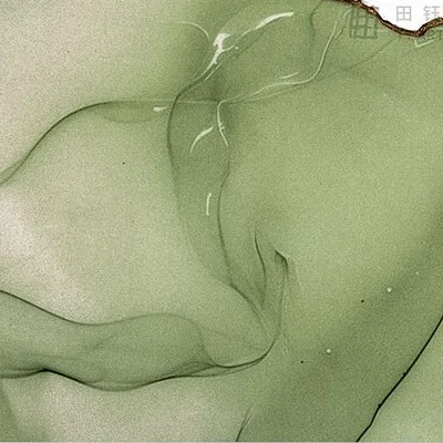 Sage Marble Ink Triptych, 80 x 80 cm Each in olive — detail