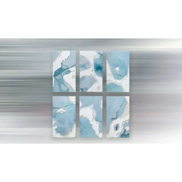Blue Marble Ink Set of 6 with Gold Edge, 25 x 45 cm Each in blue — in a room setting