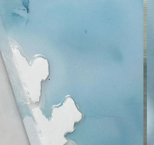 Blue Marble Ink Triptych in blue — detail
